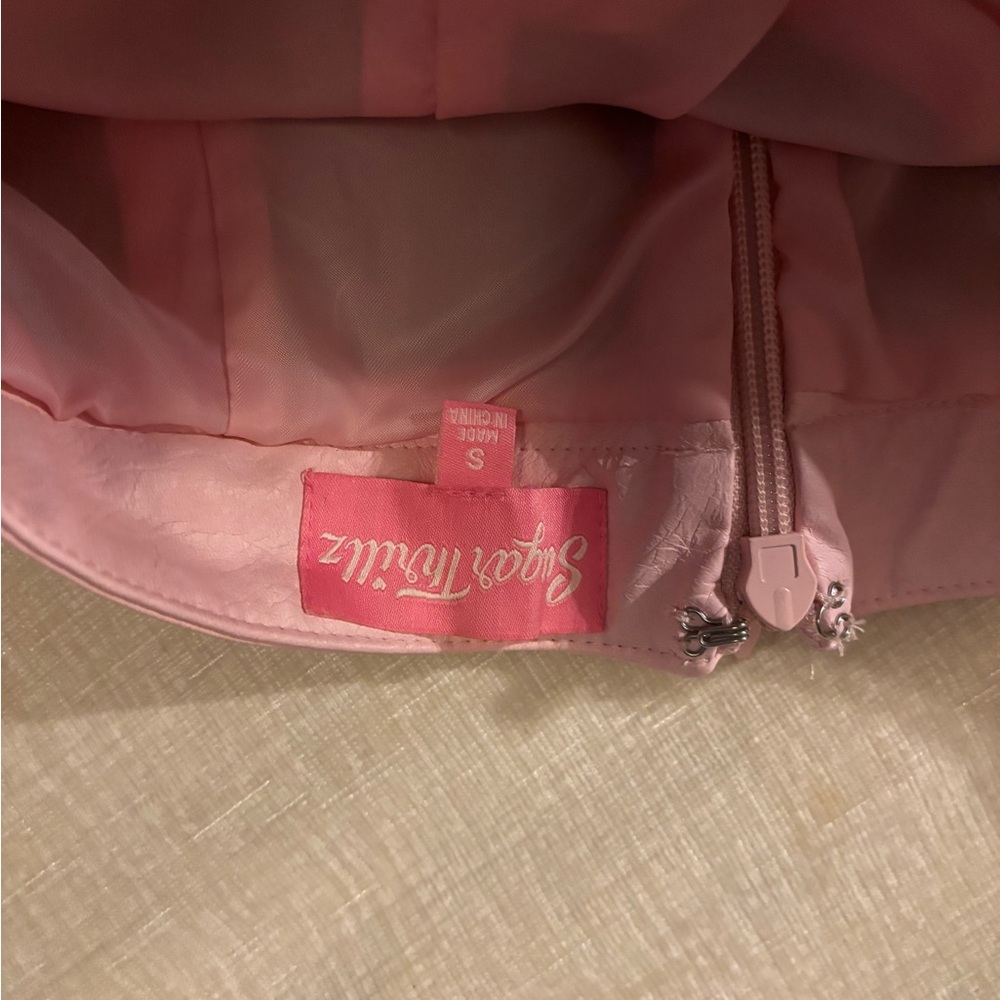 Sugar Thrillz Pink Mini Skirt with Silver and Red Accents - Picture 5 of 5